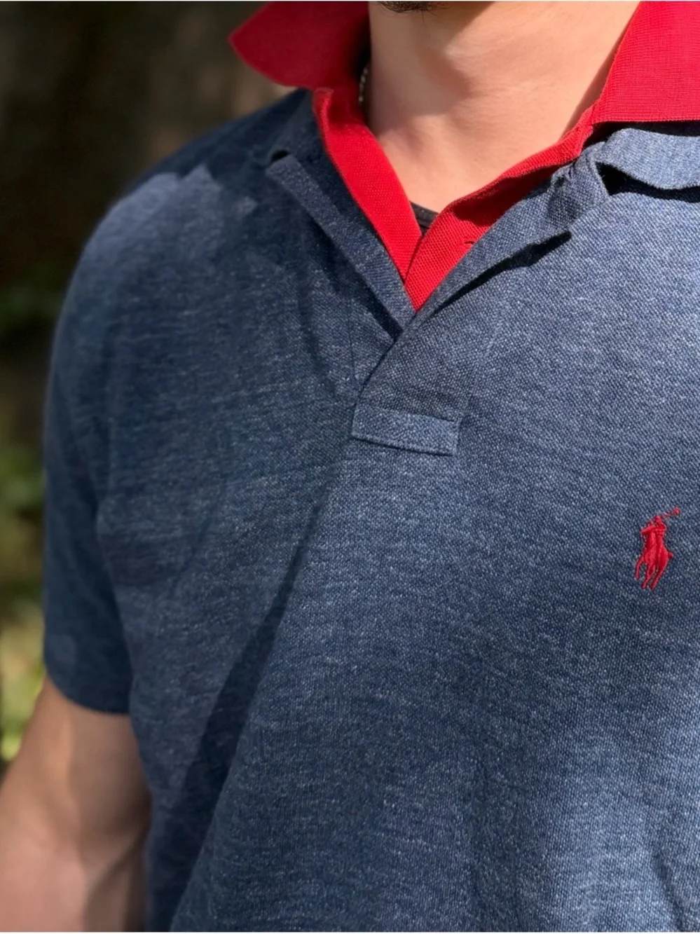 Ralph Lauren Navy Heather Polo SHIRT RED PONY LOGO EMBROIDERED MEN TENNIS RUGBY - Picture 11 of 16